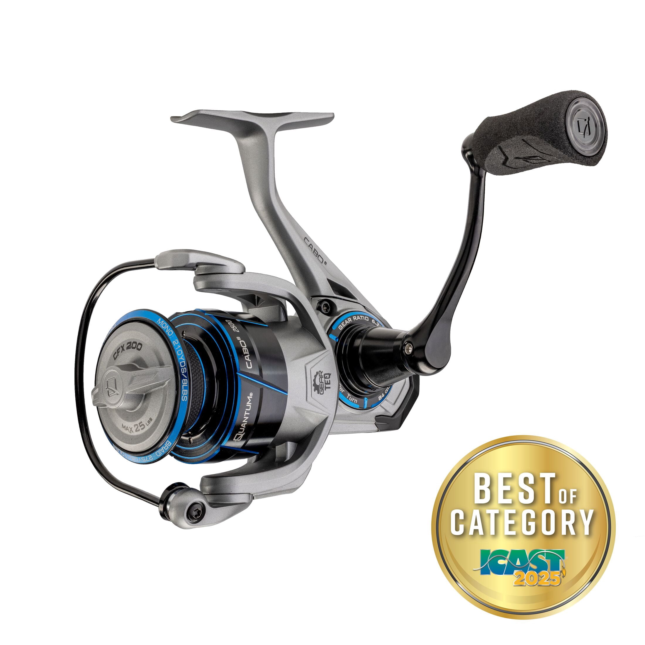 Quantum Cabo Spinning Fishing Reel, Size 2500, 6.2:1 Gear Ratio, 6+1 Bearings