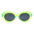 thumbnail image 2 of Womens Mod Thick Plastic Oval Round Designer Sunglasses Dark Green Black, 2 of 4