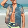 thumbnail image 7 of Sikiie Cute Cloud Cat Print Men's Hawaiian Shirt, Summer Beach Button Pocket Short Sleeve T-Shirt,Medium, 7 of 7