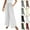 01# White, variant on Cotton Linen Pants Women Smocked High Waisted Split Wide Leg Pants Summer Flowy Vacation Beach Pant with Pockets 2025, Light Brown M