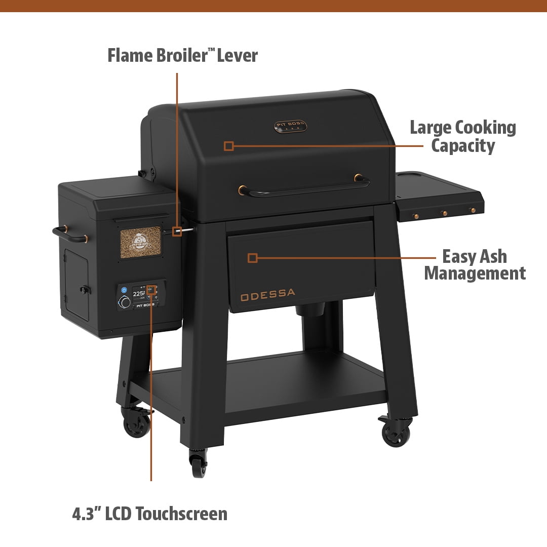 Pit Boss Pellet Smoker, Odessa 1250 Square Inch Wood Fired Pellet Grill with Wifi and Bluetooth, Onyx Series