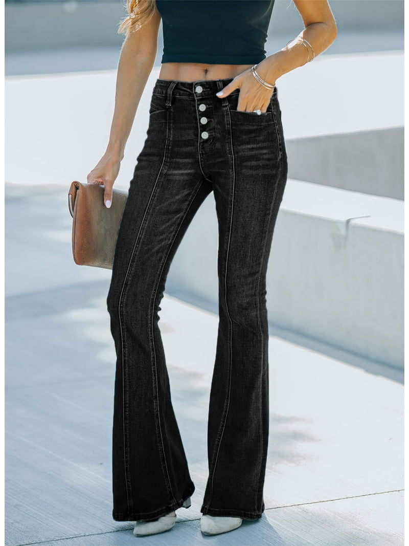 Chase Secret Women's High Waist Stretch Button Fly Bell Bottom