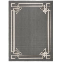 SAFAVIEH Courtyard Abagail Bordered Indoor/Outdoor Area Rug, Anthracite/Light Beige, 5'3" x 7'7"