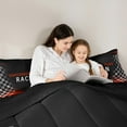 thumbnail image 5 of Feelyou Modern Racing Car Boys Bedding Comforter Set, Buffalo Checkered Flag Twin Comforter Sets, Extreme Sports Reversible Bedding Set, Luxury Bedroom Decor, 2pcs, 5 of 8