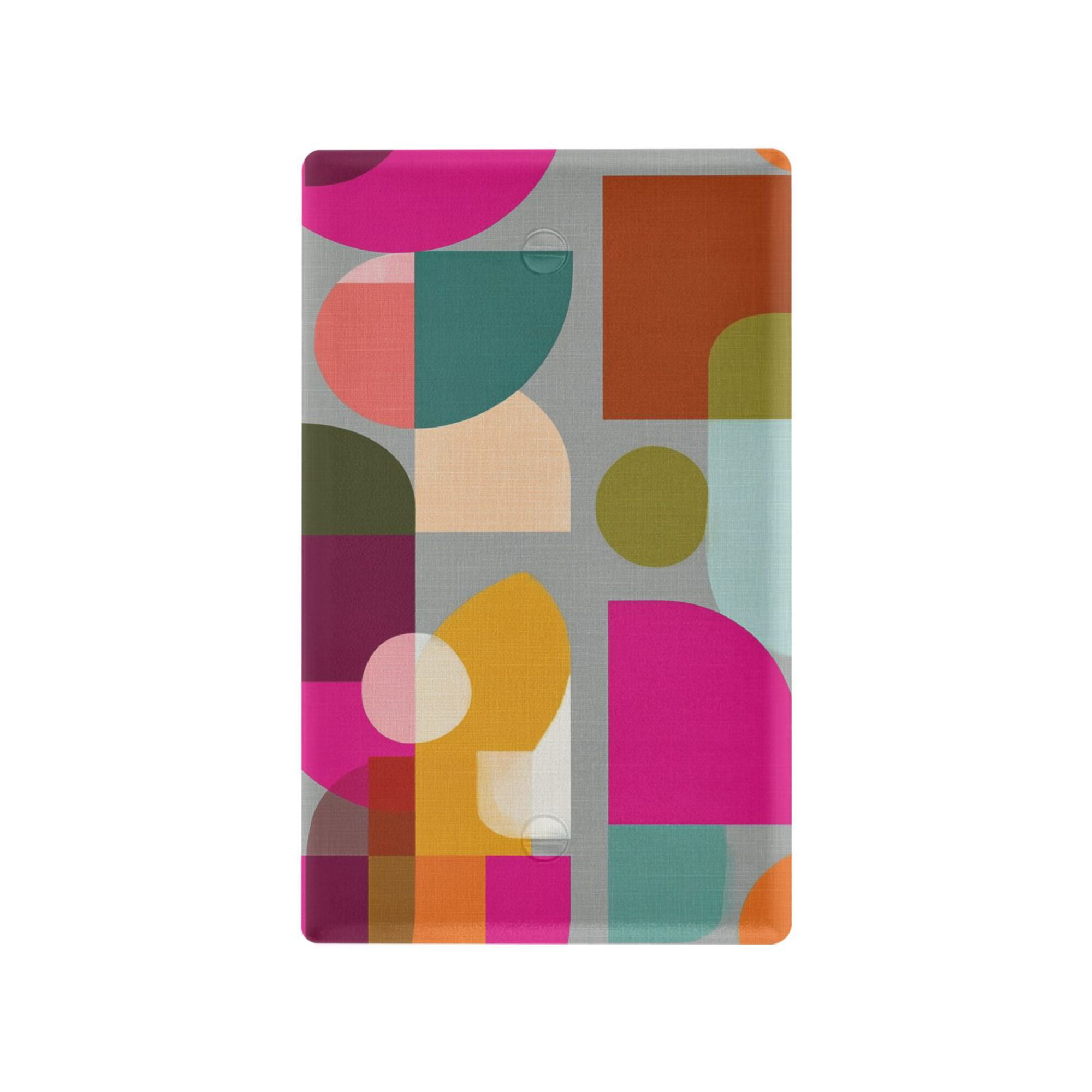Yayeee Blank Wall Plate Cover 1-Gang 4.5"x2.7" Home Unused Decorative Outlet, Abstract Geometric Pattern