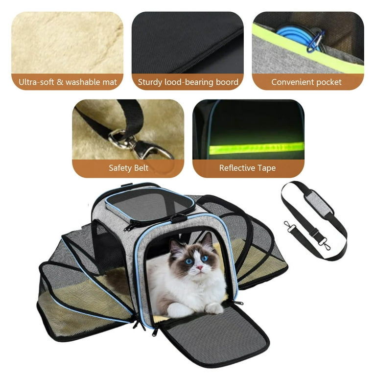 Purrpy Cat Carrier Pet Carrier for Cats and Small Dogs Airline Approved  Soft Sided Carrier Ventilated Pet Travel Carrier Car Seat Safe Carrier
