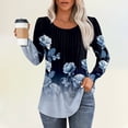 thumbnail image 2 of HUITKMM T-Shirt à Manches Longues pour Femmes Haut à Manches Longues Mode Décontracté Col Rond Imprimé T-Shirt 2052, 2 of 7