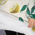 thumbnail image 3 of Oversized Wearable Blanket Hoodie,Yellow Lemon Fruit Slices Beige Pattern Sherpa Blanket Hoodie with Super Pockets,Super Warm Fuzzy Pullover for Women & Men, 3 of 6