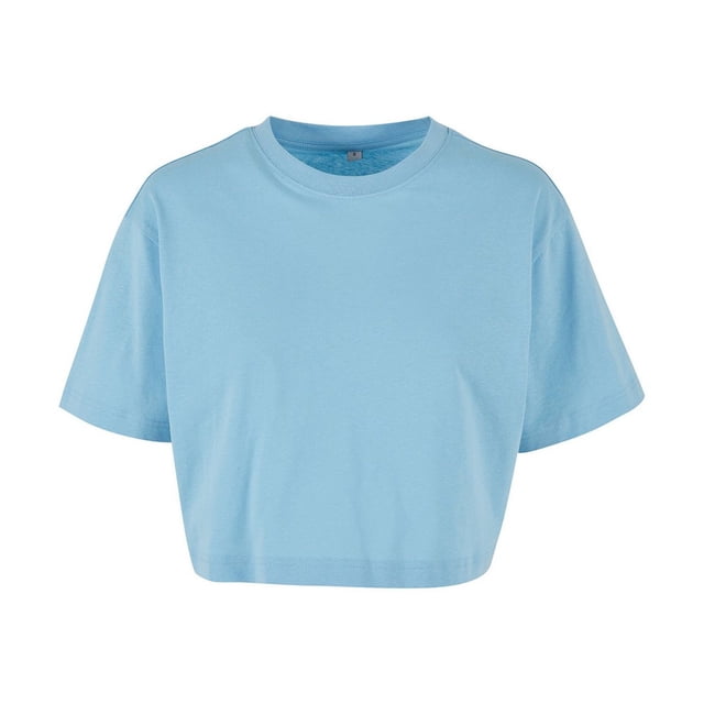 Build Your Brand Womens Oversized Short-Sleeved Crop Top