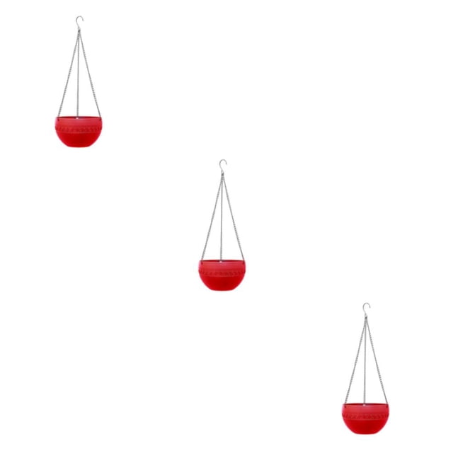 Transemion 2x Pots de Fleurs Suspendus Respirants et Difficiles à Déformer pour Intérieur et Extérieur Rouge 3Set