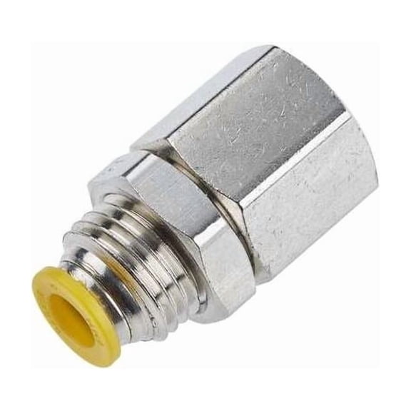Parker Metric Metal Push-to-Connect Fitting, Brass, Silver 66PLPBH-6M-4G
