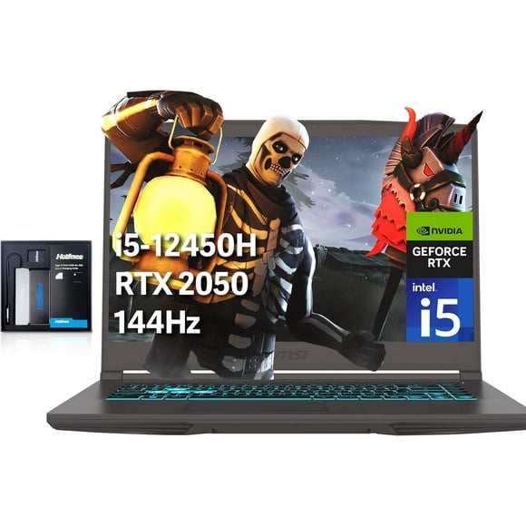 MSI Thin 15.6 Pouces FHD IPS 144Hz Ordinateur Portable de Jeu, Intel i5-12450H, 64 Go RAM, 4 To PCIe SSD, NVIDIA GeForce RTX 2050, Clavier Rétroéclairé, WiFi 6, Noir, Win 11 Pro, Extension Hotface 128 Go