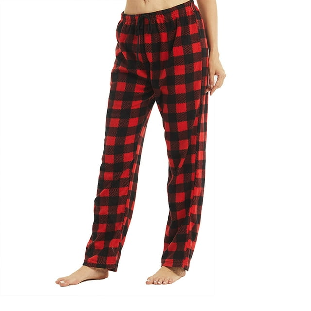 LANBAOSI Women Comfy Fleece Plaid Pajama Pants for Sleep Size L ...