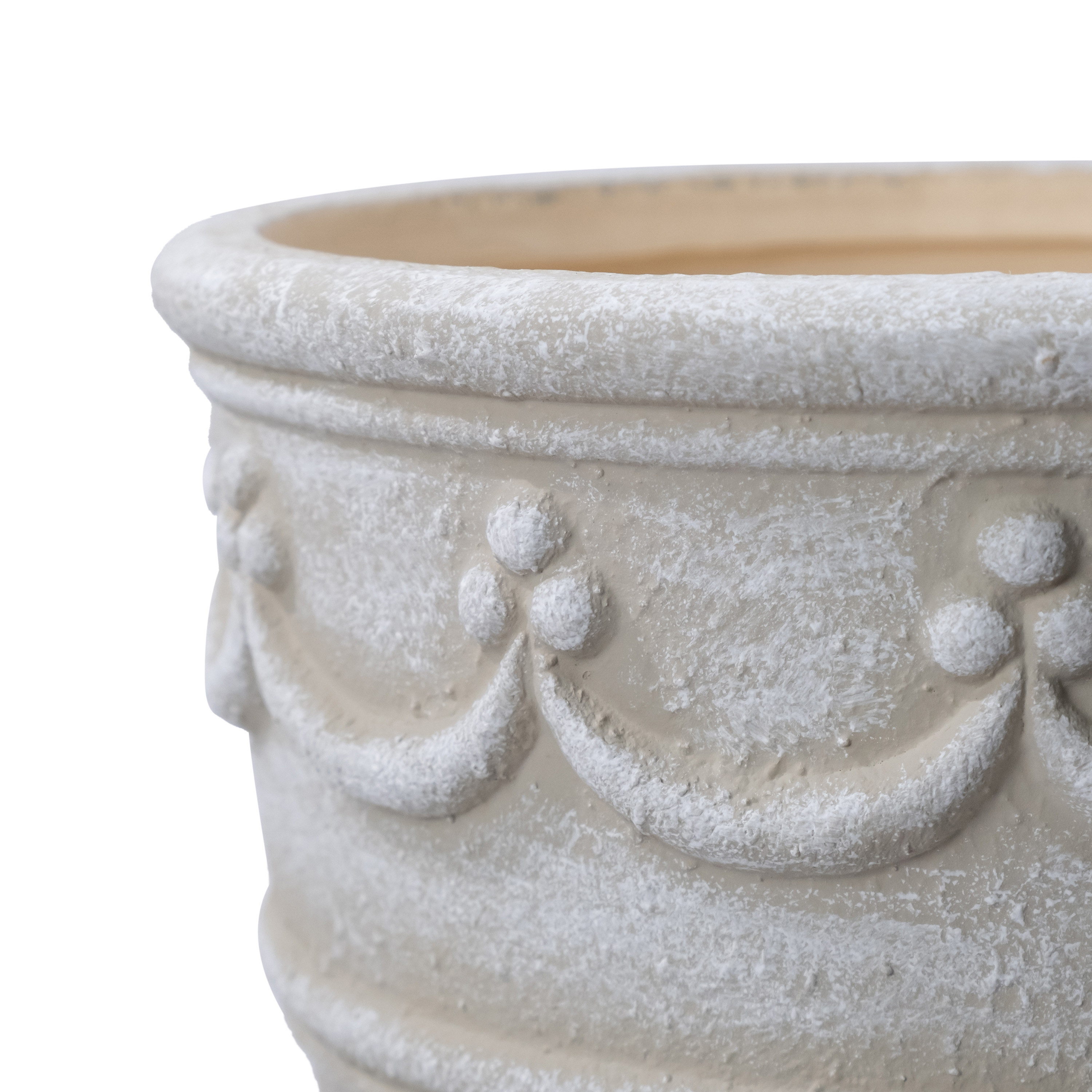 My Texas House 8-Inch Wave Embossed Ceramic Planter, Cream photo 5