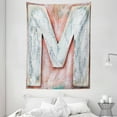 thumbnail image 1 of Letter M Tapestry, Old Wood Capital Letter M Natural Worn Out Look Texture Language Image, Wall Hanging for Bedroom Living Room Dorm Decor, 60W X 80L Inches, Coral White Cream, by Ambesonne, 1 of 2
