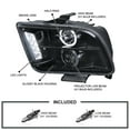 thumbnail image 4 of Spec-D Tuning Glossy Black Housing Smoke Lens Projector Headlights Compatible with 2005-2009 Ford Mustang, Left + Right Pair Headlamps Assembly, 4 of 8