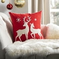 thumbnail image 3 of SAFAVIEH Mitzi Christmas Reindeer 18" x 18" Decorative Holiday Pillow, Red/White, 3 of 4