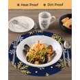 thumbnail image 3 of 15 Inch Round Placemats Set of 6, Navy Blue Christmas Non Slip Heat Insulation PP Table Mats, Winter Xmas Snowflakes Textured Washable Place Mats for Kitchen Dining Party Table Decor, 3 of 7