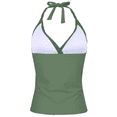 thumbnail image 3 of Hilor Womens Swimsuit Tops V Neck Halter Swim Tops Tummy Control Tankini Top, 3 of 4