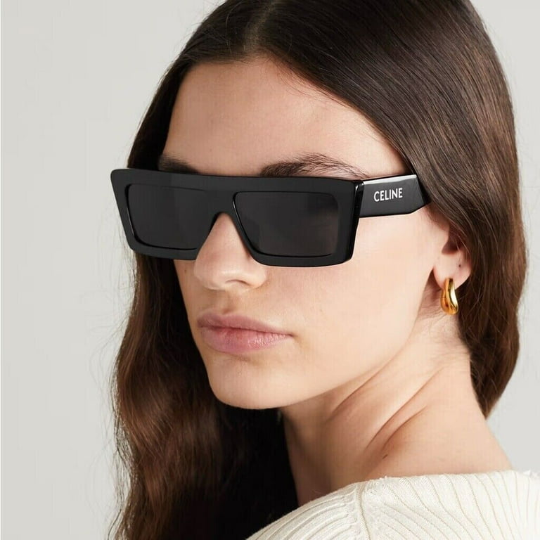Celine Rectangular Women Sunglasses CL40214U 01A Black Frame with Grey Lens Made in Italy 57mm Walmart