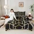 thumbnail image 3 of jejeloiu 3D Geometric Queen Comforter Set,Modern Geometric Art Bedding Sets,Gold Black Bedding Comforter Set,Lightweight Room Decorative Reversible,3-Piece, 3 of 8