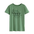 thumbnail image 3 of TWZH Women's I Think I'll Just Be Happy Today Letter T-Shirt Short Tee, 3 of 6
