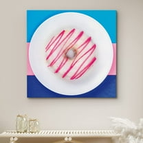 PixonSign Canvas Print Wall Art White Donuts with Pink Stripes Food Dessert Photography Realism Glam Colorful Multicolor Ultra for Living Room, Bedroom, Office - 24"x24"