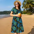 thumbnail image 4 of Gaeub Robe Imprimée pour Femmes, Tunique Décontractée à Manches Courtes, Robe Midi d'Été pour Femmes, Robe à Manches Courtes pour Femmes, 4 of 6