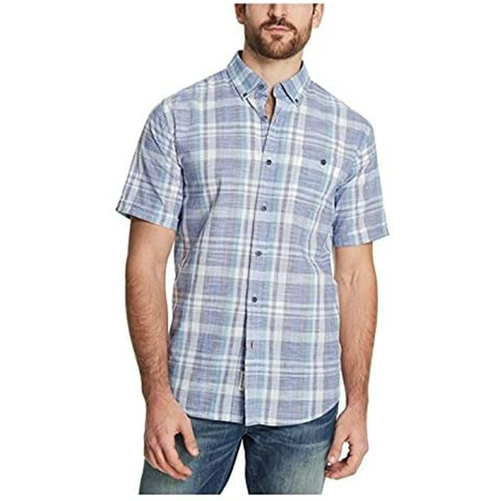 Weatherproof Vintage Men's Short Sleeve Woven Chambray Shirt - Walmart ...
