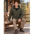 thumbnail image 4 of Heting Men's Winter Puffer Jacket with Hood Lightweight Quilted Coat Windproof Outerwear for Travel Daily Wear Army Green Large, 4 of 9