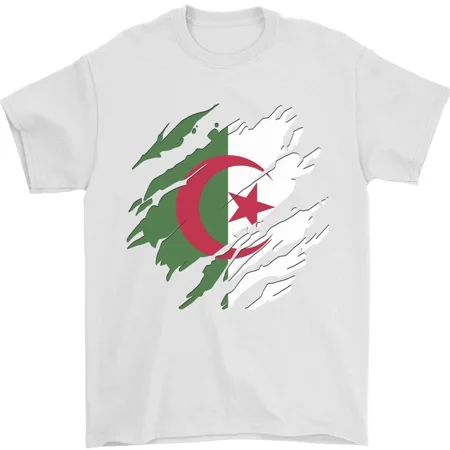 Torn Algeria Flag Algerian Day Football T-Shirt