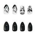 thumbnail image 5 of 24 piezas de uñas postizas de tacón de aguja mediano, uñas postizas de calavera negra, uñas postizas punk de cobertura completa, 5 of 5