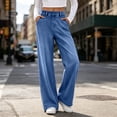 thumbnail image 4 of ClodeEU Women's Elastic Waist Wide Leg Jeans,Casual Loose Denim Pants with Pockets ,Women's S-XXL, 4 of 8