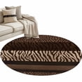 thumbnail image 2 of 3ft Washable Round Rug, Brown Zebra Leopard Print Non-Slip Circle Area Rug for Bedroom Bedside, Country Vintage Animal Skin Print Soft Indoor Floor Mat for Home Decor, 2 of 9