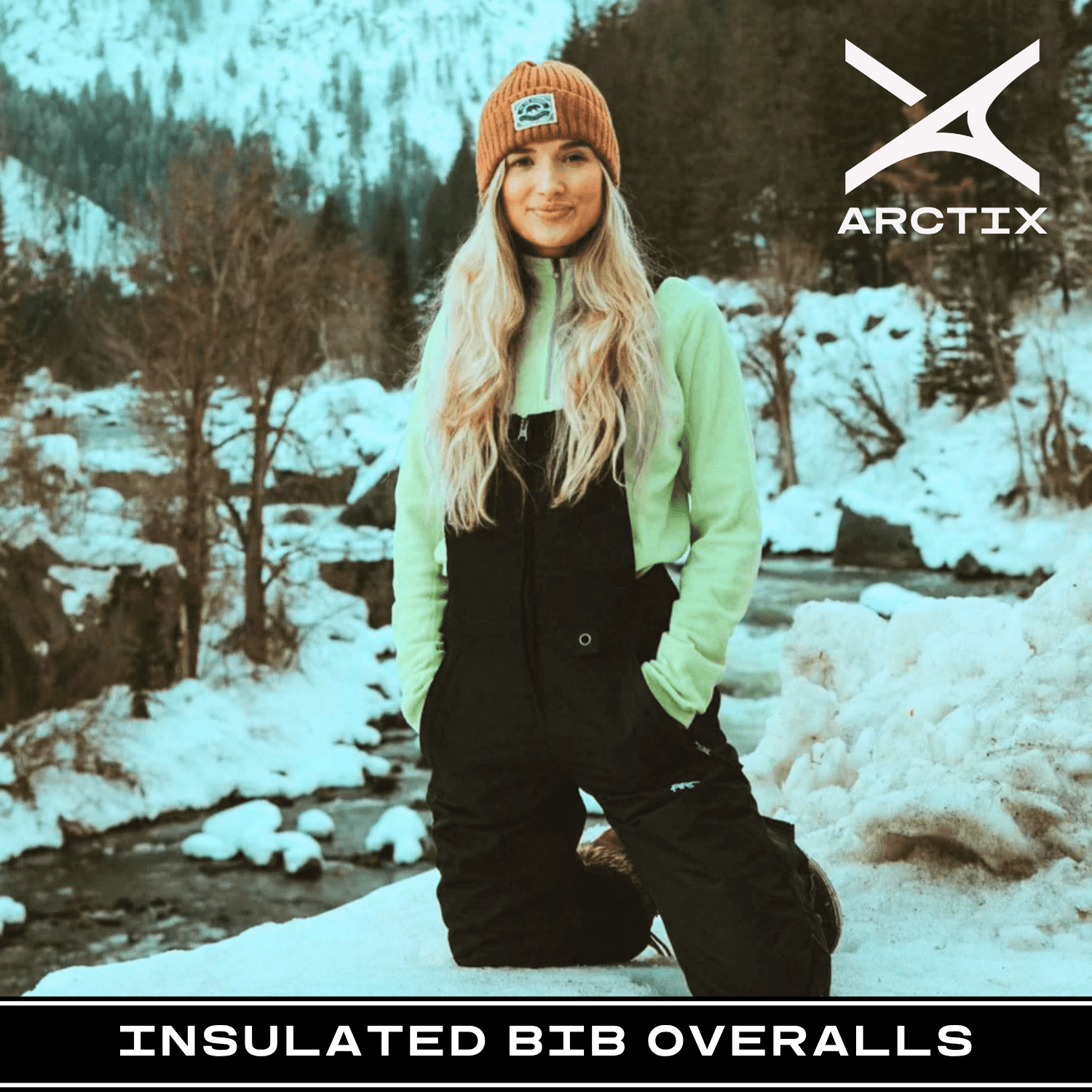 Arctix Women's Essential Insulated Ski Bibs, Water Resistant Snow Pants for Skiing & Snowboarding, (Black, Large)