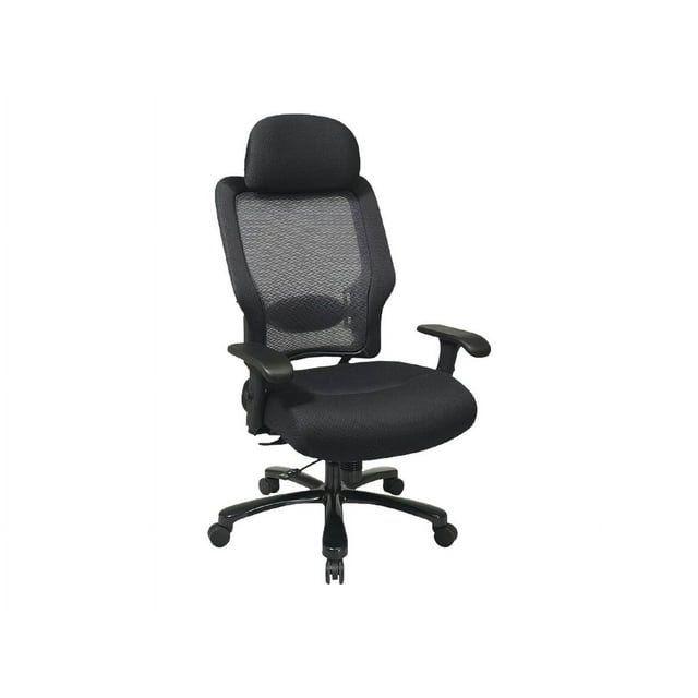 Space Seating 63 Series Grande Taille et Haute - Chaise - Accoudoirs - en Forme de T - Inclinaison - Pivotante - Maille - Noir
