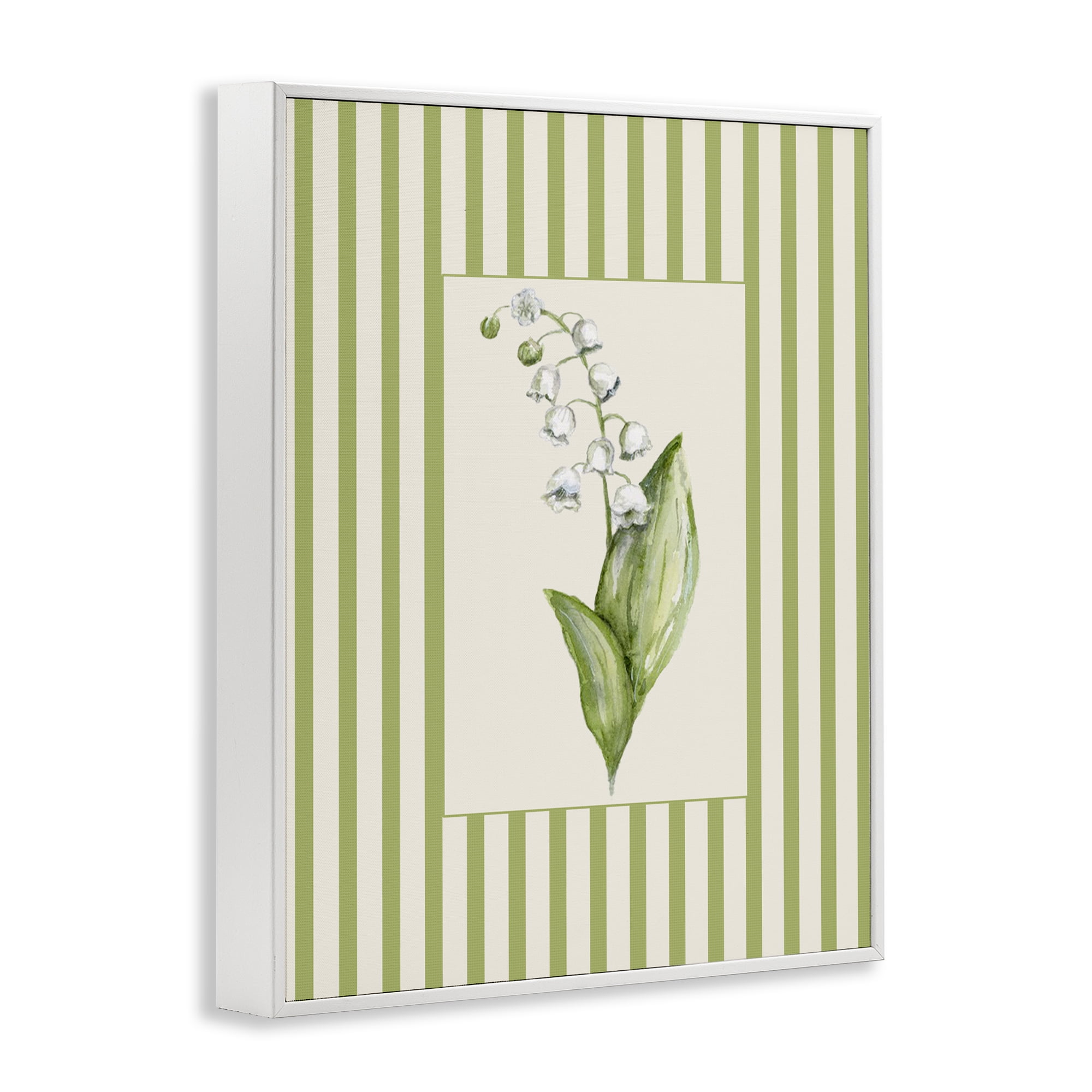 Striped Lily Of The Valley White Framed Giclee Art, design by Lisa Wehmeyer