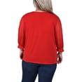 thumbnail image 3 of NY Collection Women's Plus Size 3/4 Sleeve Ringed Top with Mesh, 3 of 4