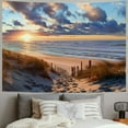 thumbnail image 2 of PRATYUS  Ocean Beach Tapestry Seaside Wall Decor  Sunset Costal Scenery Landscape Wall Hanging Nautical Sea Scenic Sand Blue Sky Summer Relax Bedroom Living Room Dorm Painting, 2 of 6