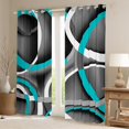 thumbnail image 2 of Homewish Teens Grey Teal Stripes Blackout Curtains Set of 2 (52x84 Each),Abstract Minimalist Lines Window Curtains,Minimalism Geometric Theme Curtains and Drapes,Super Cozy Room Decor, 2 of 6