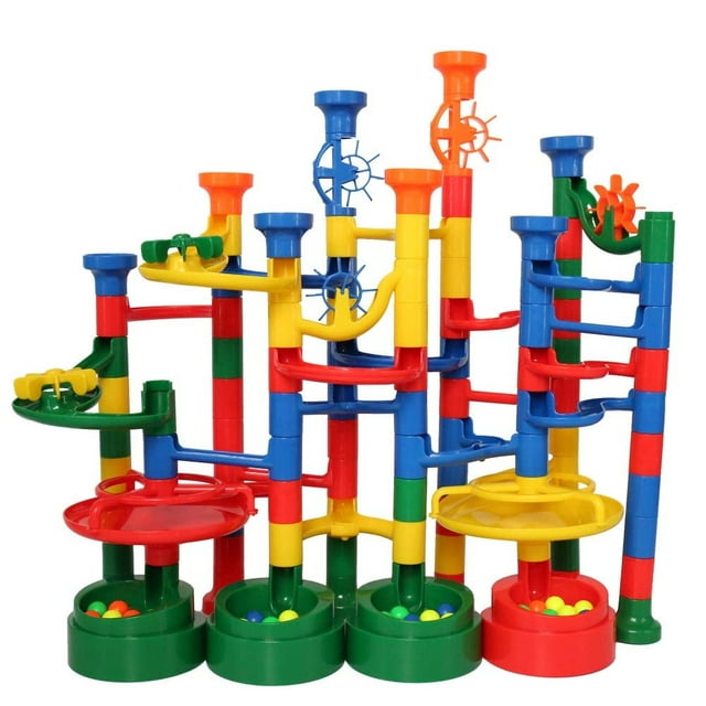 YOPTOP Ensemble de Piste en Marbre 112 Pcs - Jouets pour Enfants, Piste de Course en Marbre Éducative STIM, Blocs de Construction de sous-Verres Labyrinthe en Marbre
