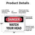 thumbnail image 2 of (2 Pack) Watch Your Head OSHA Danger Sign 14 Inch X 10 Inch Plastic Sign, Weather Resistant, UV Protected for Workplace, Business, and Construction Site, Made in the USA, 2 of 8