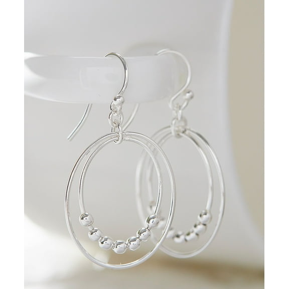 .925 Sterling Silver Double Curve Hoop Earrings, 20mm, with Post Back, Women’s, Unisex