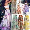 thumbnail image 2 of Femmes Imprimé Floral Longue Robe d'Été Robes de Style de Vacances Robe de Soleil, 2 of 5