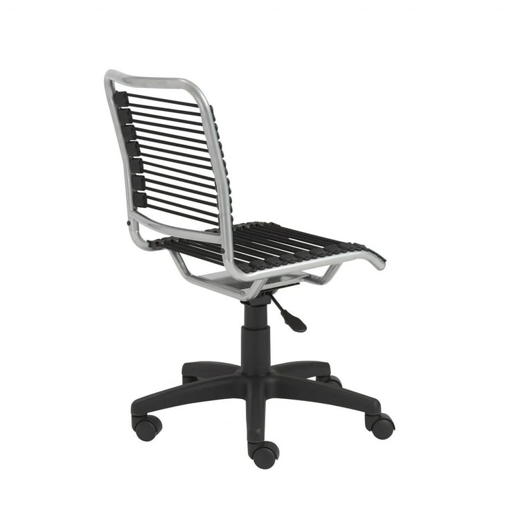 35 Chrome and Black Round Bungee Cord Low Back Office Chair