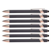 Rose Rubberized Soft Touch | Rose Colors | Ballpoint Pen with Tip a stylish, premium metal pen, black , medium point (Grey, 7 Pack)