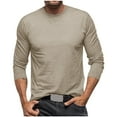 thumbnail image 1 of Blusas y camisas de manga larga con cuello redondo para hombre, estilo casual, de moda, de alta elasticidad, de manga larga, transpirables, de poliéster y algodón., 1 of 7