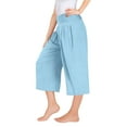 thumbnail image 6 of IVEYRTF Girls High Waist Wide Leg Capri Pants Elastic Waist with Pockets Kids Casual Comfortable Spring Summer Everyday Bottoms(Light Blue,8 Years), 6 of 7
