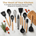 thumbnail image 6 of Axidou Silicone Cooking Utensils Set - 12 Pcs Silicone Kitchen Utensils for Non-Stick Cookware, 446°F Heat Resistant, BPA Free Kitchen Gadgets Tools with Holder, Dishwasher Safe (Black), 6 of 8