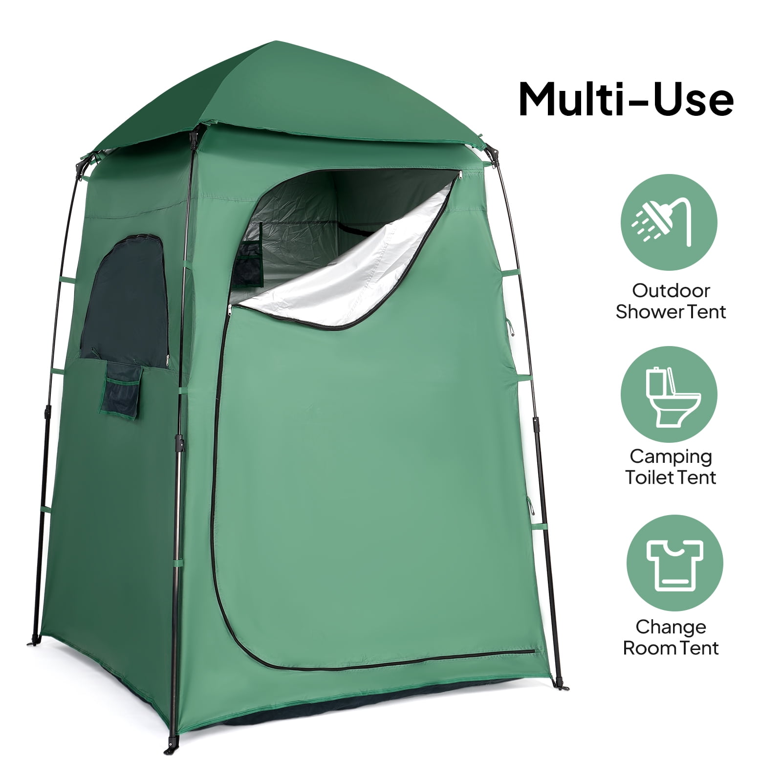 Ktaxon Camping Shower Tent, Waterproof Pop Up Single Changing Tent, Portable Dressing Room, Outdoor Privacy Tent for Beach, HIking, Photography Studio, Green
